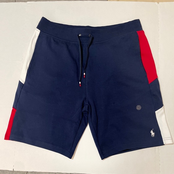 Polo Ralph Lauren Heather Navy Multi Blue Double Knit Tennis Shorts Men's Medium - Picture 4 of 5